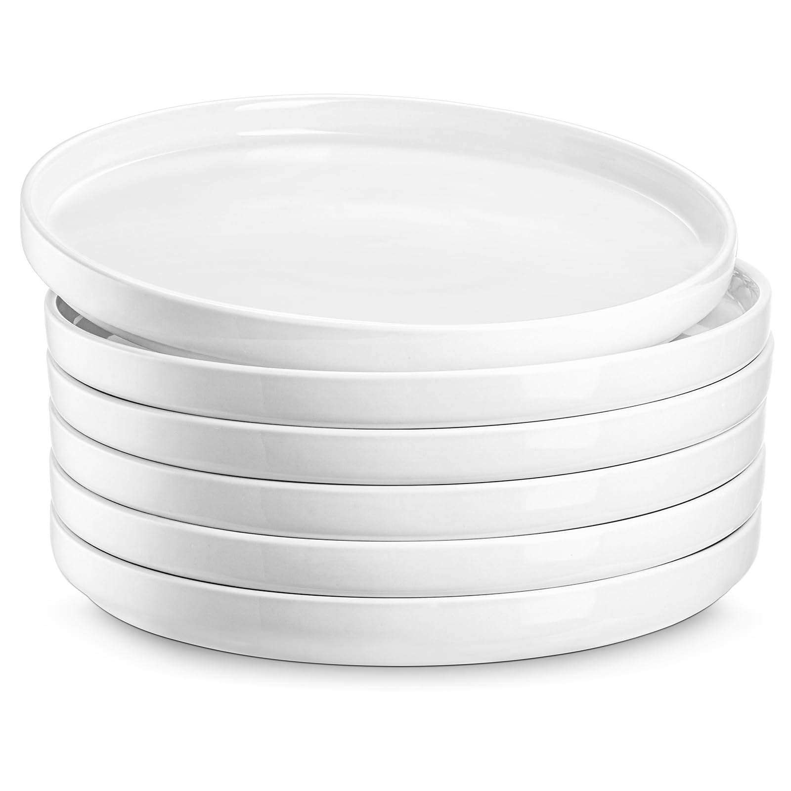 Jassceram 8.5 Inch Small Dinner Plates Set of 6, Ceramic Flat Plates for Salad, Dessert and Appetizer - Microwave, Oven and Dishwasher Safe, Scratch