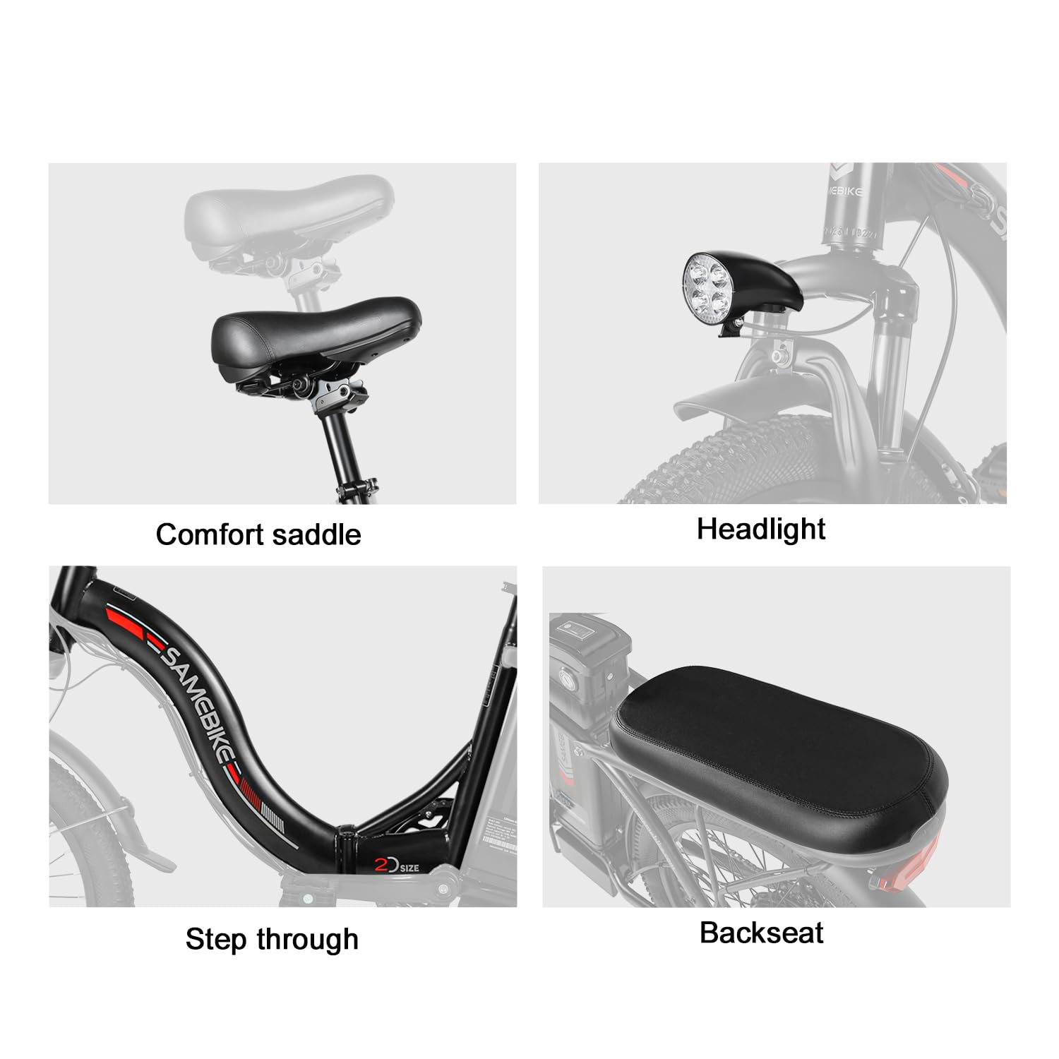 SAMEBIKE Electric Bike For Adults, 36V 13AH Removable Battery, City Commuting Motor Ebike Electric Bicycle 20 inches with Basket, Phone Holder, class 7 Speed, 20"*2.35"Tire