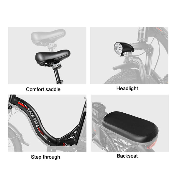 SAMEBIKE Electric Bike For Adults, 36V 13AH Removable Battery, City Commuting Motor Ebike Electric Bicycle 20 inches with Basket, Phone Holder, class 7 Speed, 20"*2.35"Tire