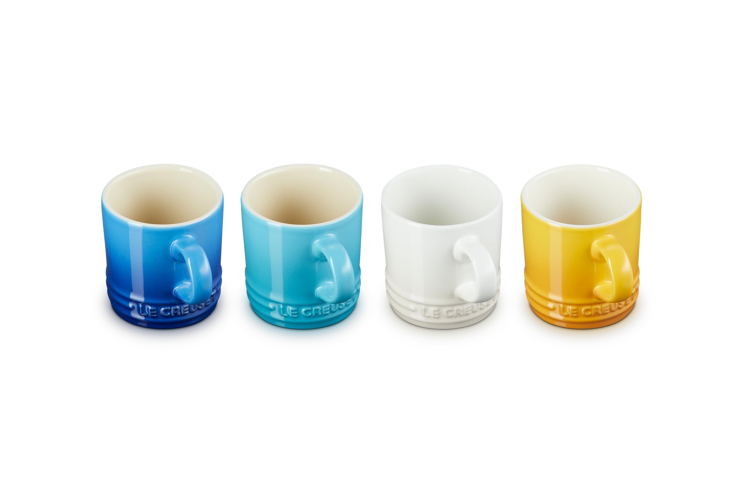 Le Creuset Stoneware Rainbow Coffee Mugs, 350 ml, Cerise, Volcanic, Teal, Ultra Violet, Soleil, Palm, 79114358359030