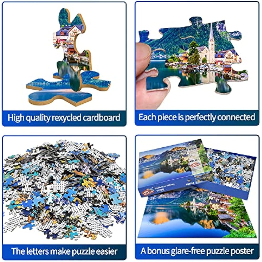 HUADADA Jigsaw Puzzles for Adults 1000 Piece Jigsaw Puzzles for Adult,JigsawPuzzle 1000 Pieces for Adults Challenging Puzzle Games（Hallstatt village）