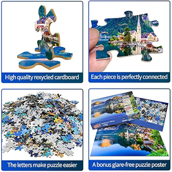 HUADADA Jigsaw Puzzles for Adults 1000 Piece Jigsaw Puzzles for Adult,JigsawPuzzle 1000 Pieces for Adults Challenging Puzzle Games（Hallstatt village）