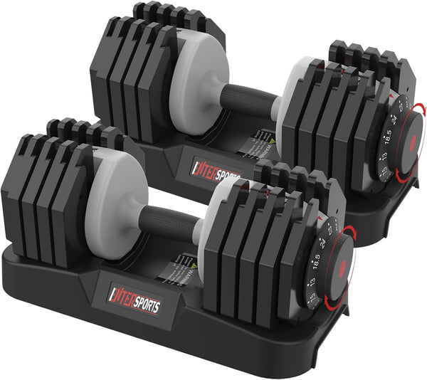 EnterSports 12kg/18KG/27KG Adjustable Dumbbells,Dumbbell Set for Saving Place, Dumbbell Weights with Non-Slip Handle, Home Gym Strength Training Equipment for Full Bodybuilding
