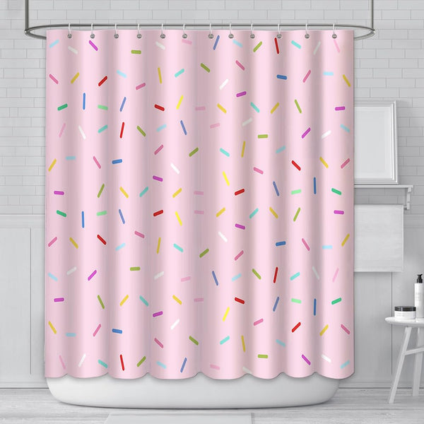 AIBIIN 180x180cm Sweet Donut Pink Girl Shower Curtain Cute Modern Home Bathtub Decoration Grow up Confetti Shower Curtain Set with 12 Hooks