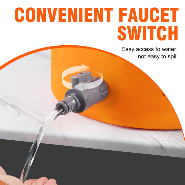 Spopal 20L Collapsible Bucket, Outdoor Foldable Bucket with Drainage Outlet for Camping, Collapsible Storage Container for Traveling Picnic Hiking Fishing Car Washing