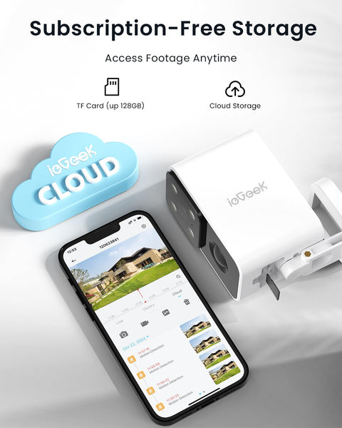 ieGeek No Monthly Fee 2K Security Camera Outdoor Wireless, 180° Horizontal Pan, Rechargeable Battery Wifi Home Camera, Colour Night Vision, Motion Detection, Siren Floodlight, Voice Intercom, IP65