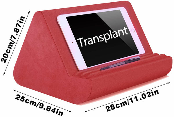 Soft Tablet Stand Pillow with Pocket,Tablet Cushion Stand,Adjustable 3 Viewing Angle,Lazy Holder Stand for Bed Sofa,Compatible with iPads Tablets eReaders Smartphones Books Magazines（Grey）…