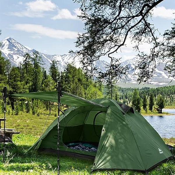 Forceatt Tent, 2-4 Man Tent for Camping, Easy Setup Lightweight Two Doors PU3000mm Waterproof Dome Tent, Windproof Instant Outdoor Tent Suitable for Traveling, Beach, Camping, Hiking, Mountaineering