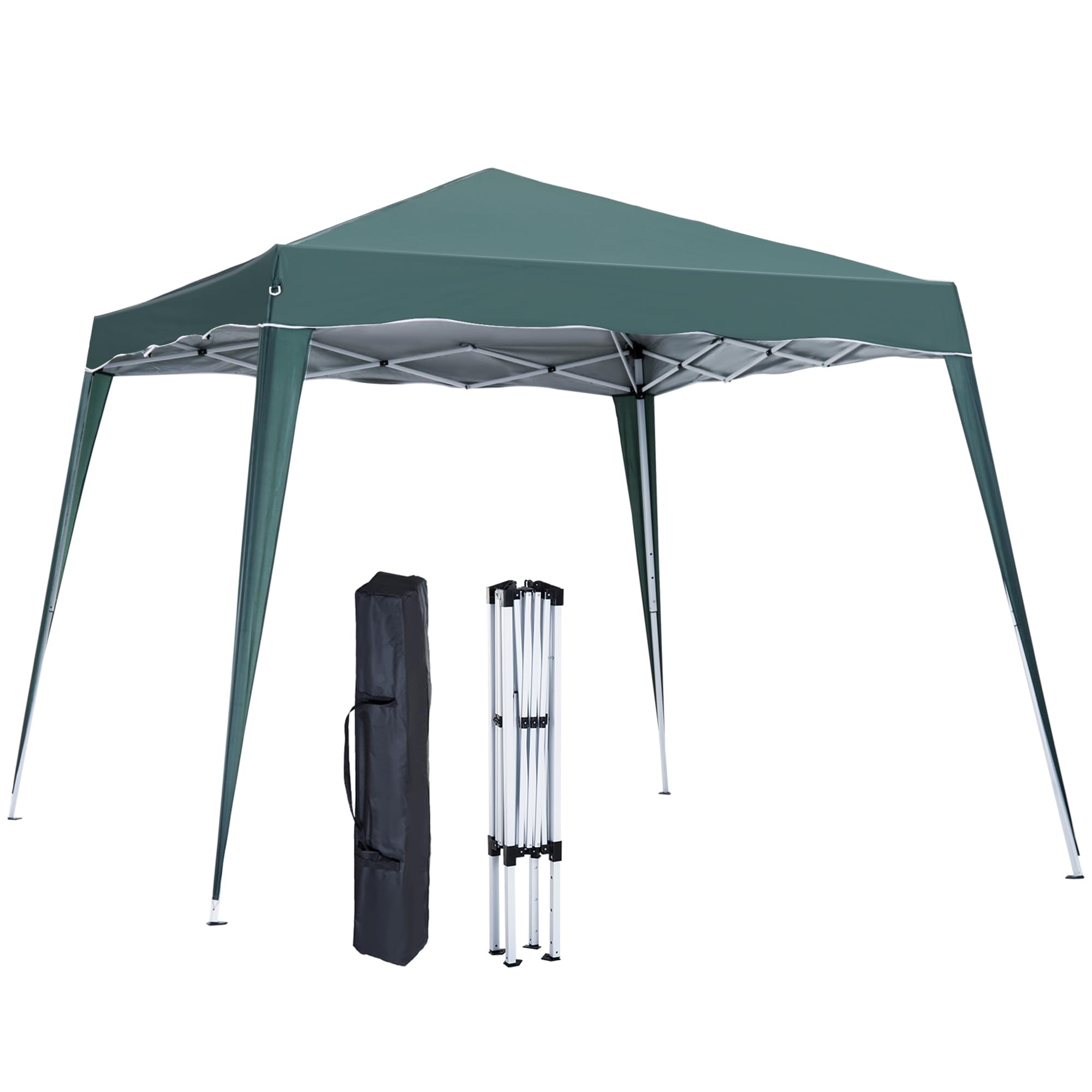 Outsunny 3 M x 3 M Base/ 2.5 M x 2.5 M Top Pop Up Gazebo, One Person Setup Instant with Carry Bag, Height Adjustable Slant Leg Party Tent Instant Event Shelter for Garden, Patio, Black