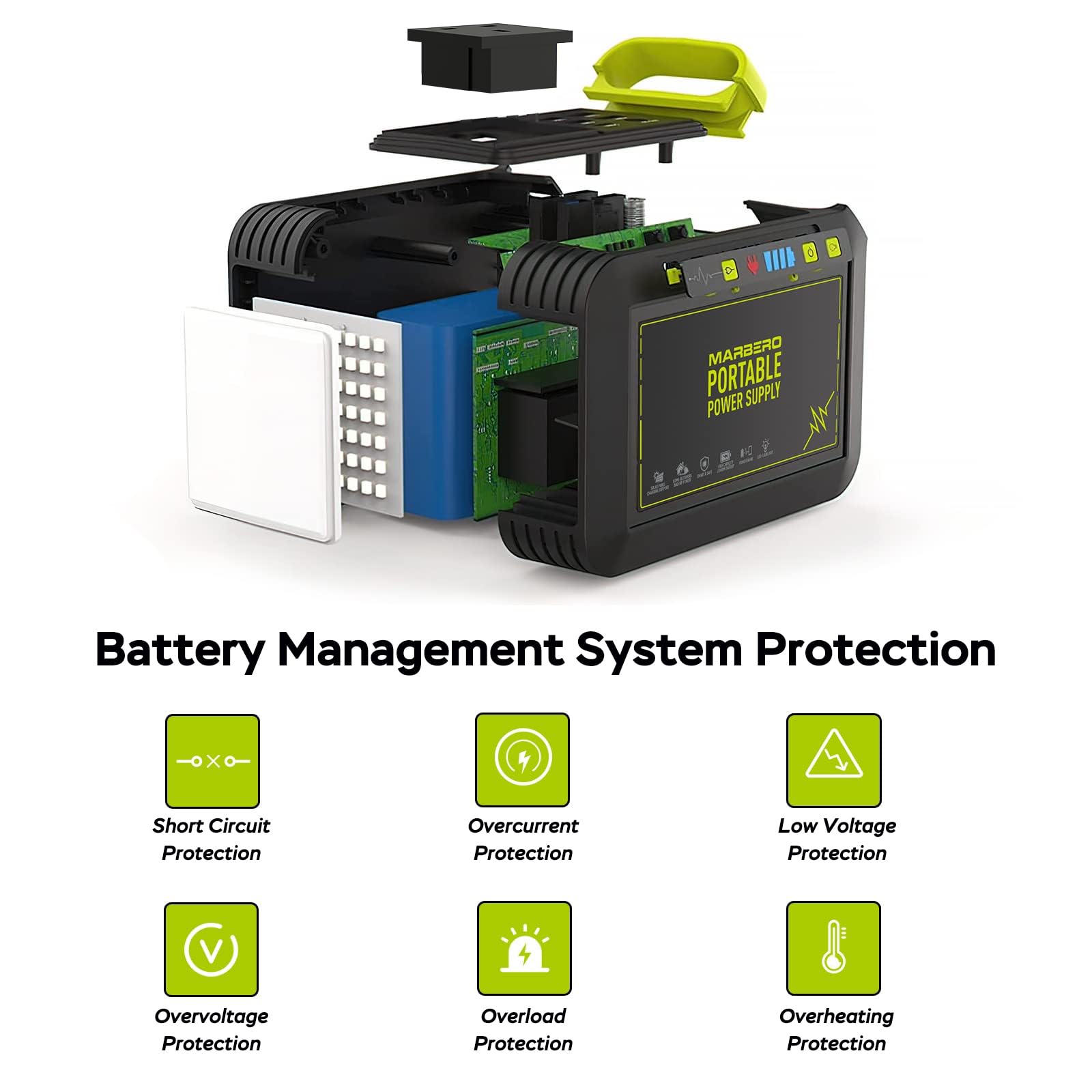 MARBERO Portable Power Station 98Wh Large Battery Pack 100W(150W Peak) Solar Generator Camping Backup with AC Plug Socket with LED Light for Outdoor Adventure RV Trip Home Blackout Emergency