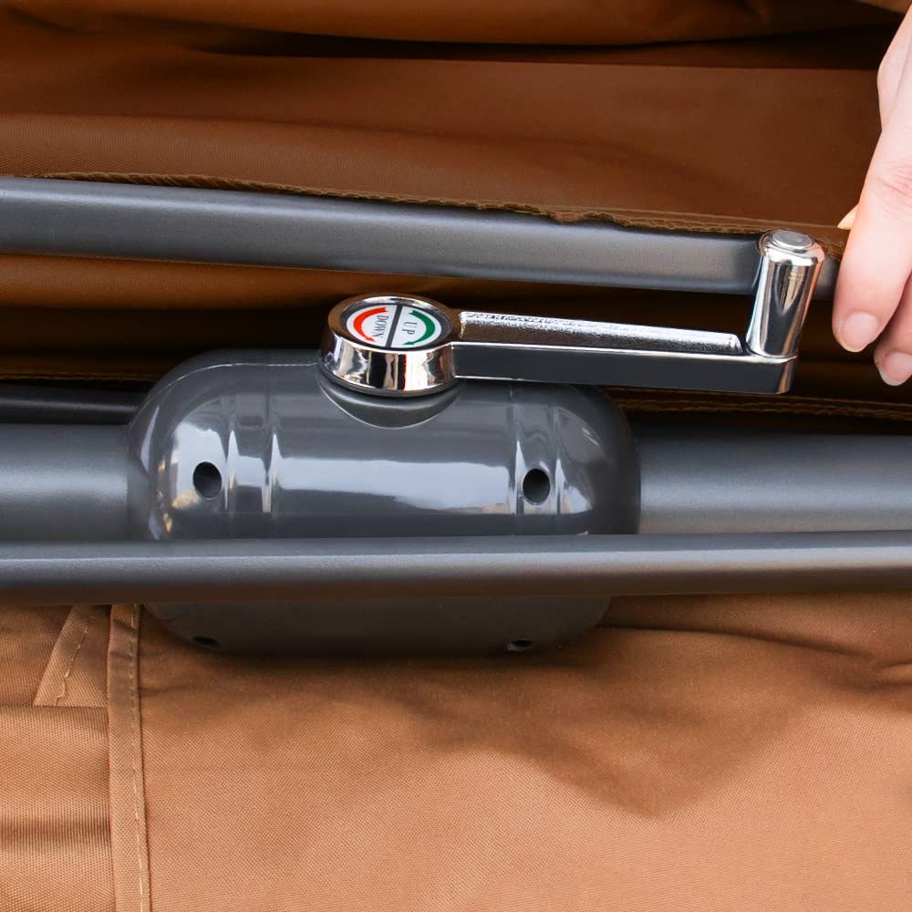 Greenbay 2.7m Round Parasol - Tilt Sun Shade Canopy Umbrella for Outdoor Garden Patio Summer Camping- Coffee