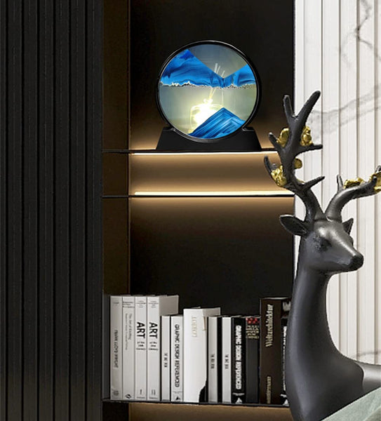 Arthink Moving Sand Art Picture,Liquid Motion 3D Sea Sandscape in Motion Display, Flowing Sand Frame Desktop Art Bookshelves Home Office Decoration(12 inch, Green)