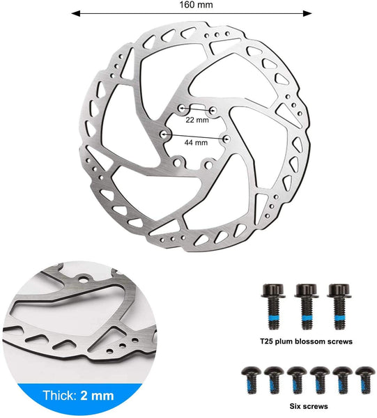 RUJOI Bike Disc Brake Kit, Hydraulic Disc Brake Set with Aluminum Oil Pressure Caliper and Full Aluminum Alloy Bicycle Brake Lever, 2 pcs 160mm Rotor,