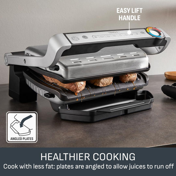 Tefal GC722D40 Optigrill Plus X-Large Grill with 9 Automatic Settings and Cooking Sensor, Non Stick Removable Plates, Automatic Settings and Cooking Sensor, Stainless Steel, Xl