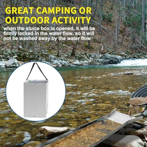 50" Folding Aluminum Alloy Sluice Box,Portable Sluice Box for Gold Mining,Gold Prospecting Equipment for Gold Panning,Prospecting,Gold Classifiers,Gold Panning Equipment,Silver