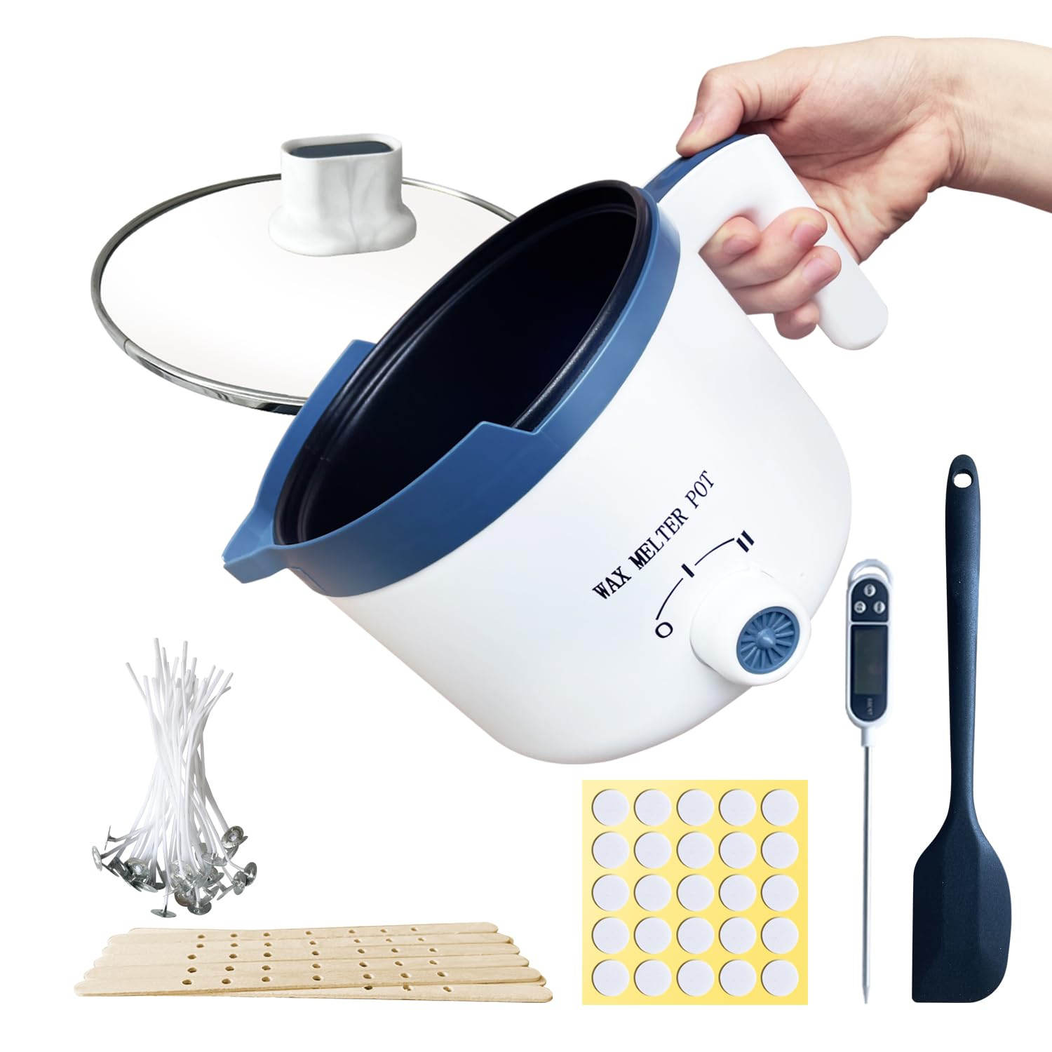 Ksedcon Wax Melter for Candle Making with Pour Spout, Electric Wax Melting Pot Kit Included Wicks, Wick Stickers, Centering Device, Stirring Spoon