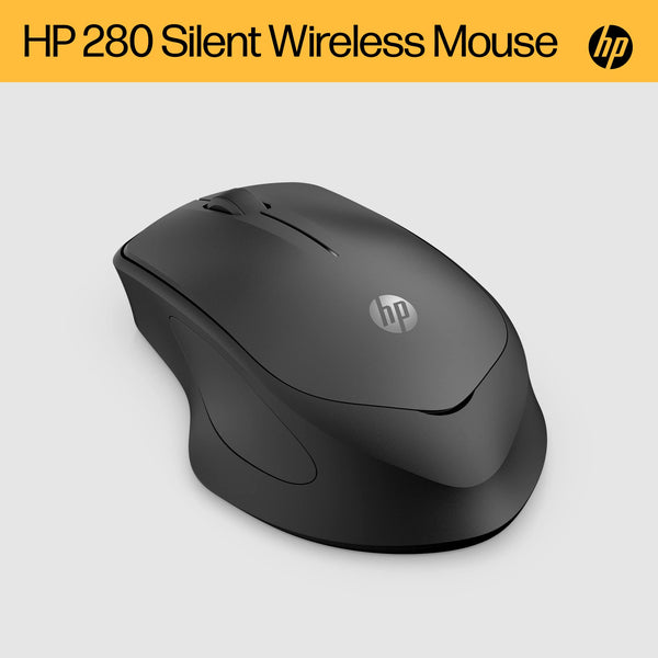 HP 280 Silent PC Wireless Mouse | HP Blue Optical Technology | 1600 DPI to track precisely on any surface | 90% noise reduction | Comfortable & Ergonomic Design | USB A Dongle Included | Black