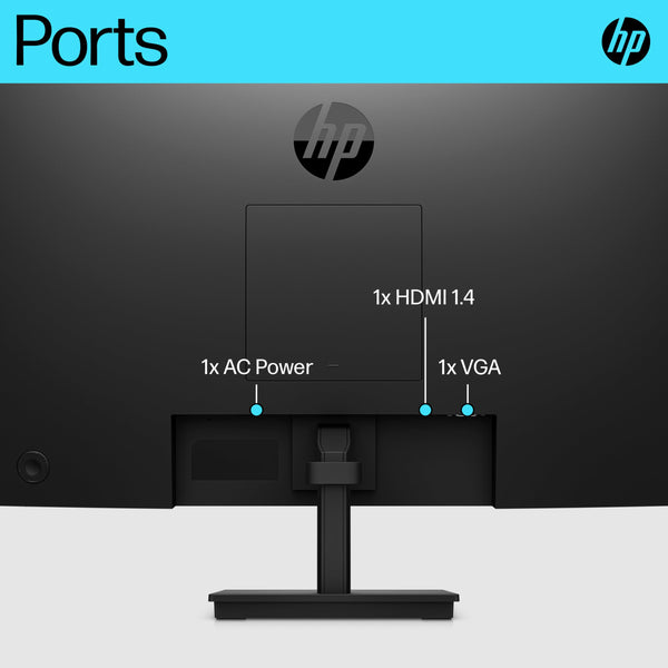 HP 24 Inch FHD Monitor | Full HD VA LCD Display | 75hz Refresh Rate | 250 Nits Brightness | 3000:1 Contrast Ratio | AMD FreeSync Technology | Adjustable Tilt | 1x HDMI 1.4, 1x VGA | Black | V24v G5
