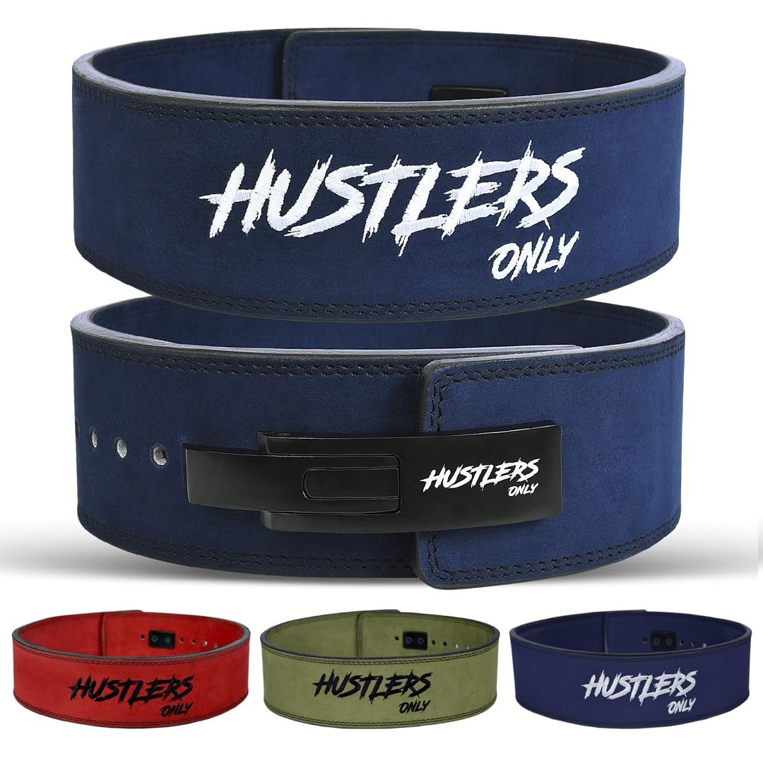 Hustlers Only Weight Lifting Belt with Lever Buckle Genuine Leather Gym Belt for Deadlift, Power Lifting, Workout Belt 10mm thickness for Back