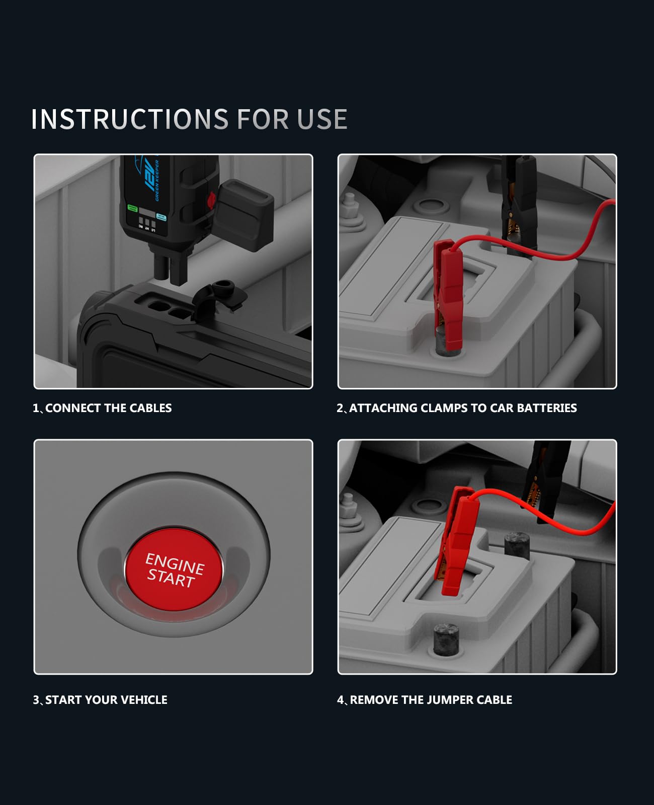 Jump Starter Power Pack Car Battery Starter 2000A 12V for 7.0L Gas & 6.5L Diesel with 12V/6A Output Extension Port, Portable Car Battery Booster 16000mAh Power Bank, High-Efficiency for All Weather