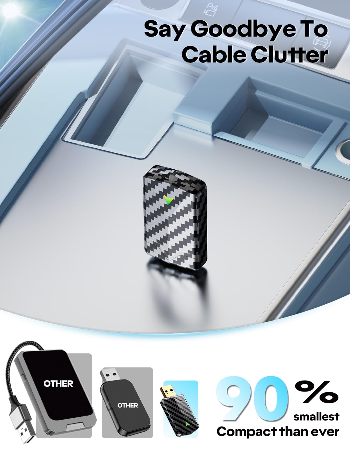 Wireless CarPlay Adapter UK - 2025 Pro Mini Android Auto Wireless Adapter, Fast & Stable Connection, Lower Latency, Easy Setup, Compatible with 2016+ Cars (iOS 10+/Android 10+)