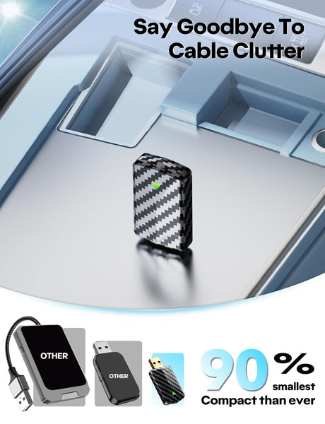 Wireless CarPlay Adapter UK - 2025 Pro Mini Android Auto Wireless Adapter, Fast & Stable Connection, Lower Latency, Easy Setup, Compatible with 2016+ Cars (iOS 10+/Android 10+)