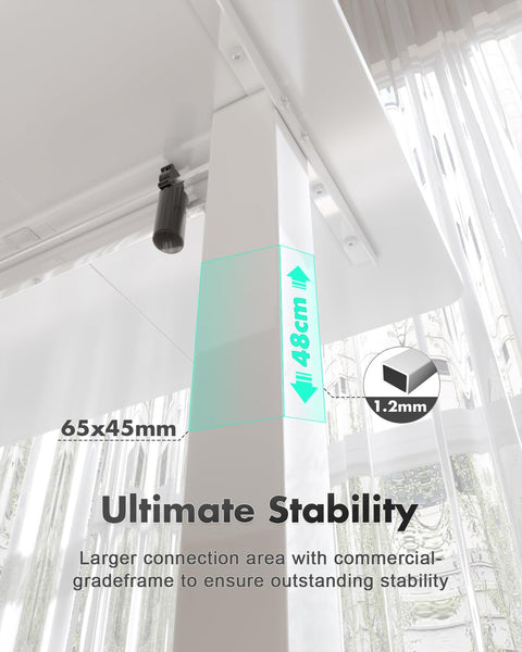 Devoko Electric Standing Desk 120x60cm Sit Stand Table Height Adjustable with Backpack Hook and Memory Smart Pannel, Home Office, White