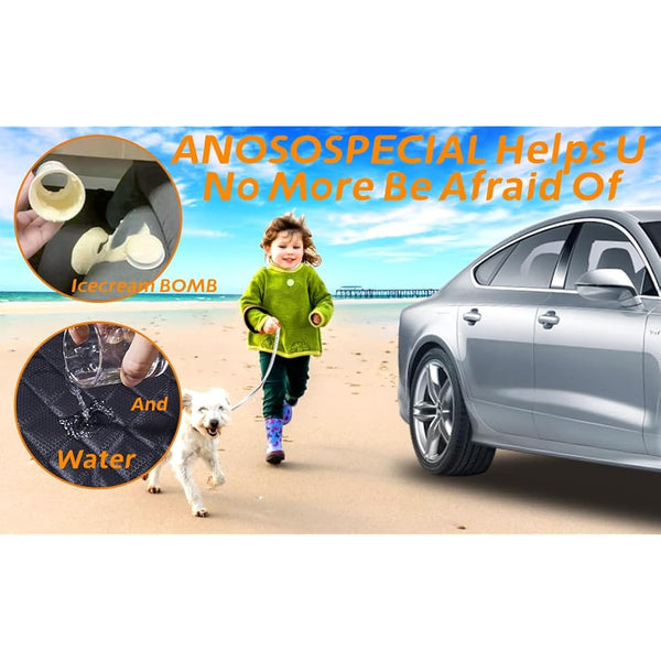 ANOSOSPECIAL Dog Car Seat Cover for Back Seat Cover for Kids ISOFIX with Dog Seat Belt Non Stick Fur Car Seat Protector for Dogs Nonslip Water Proof Durable for Truck SUV（Black ISOFIX-Large）