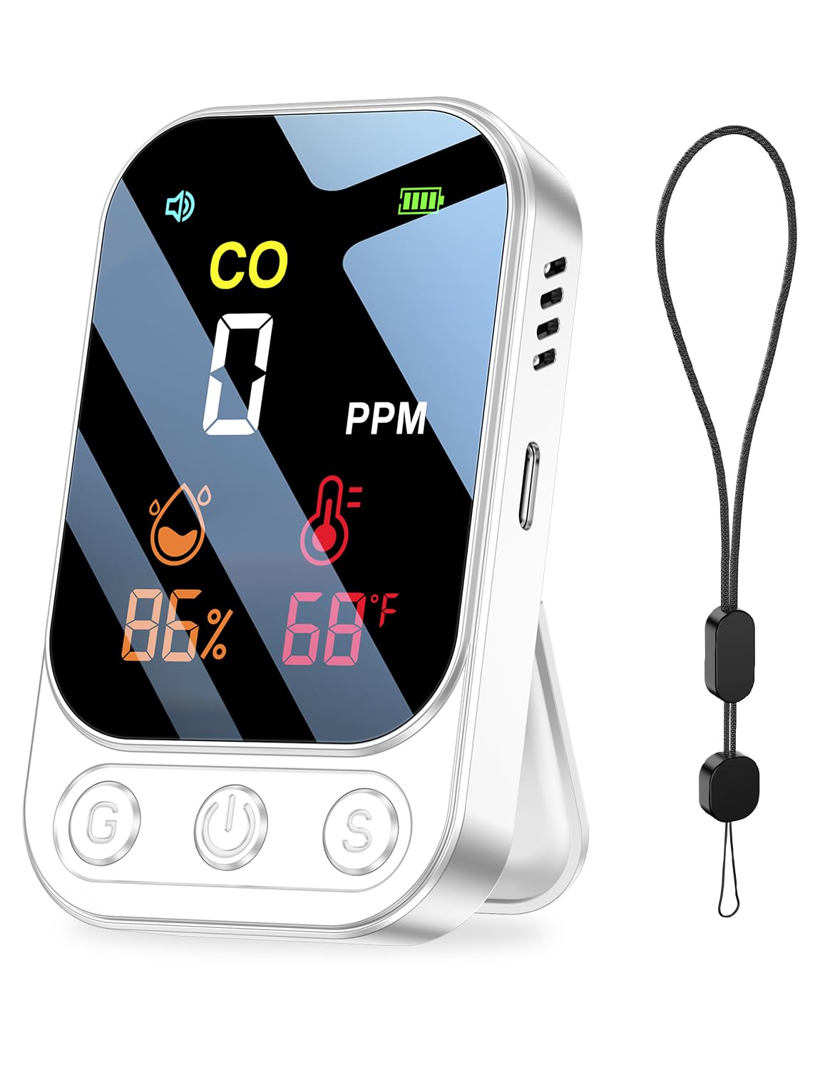 LSENLTY Portable Carbon Monoxide Detectors, 3 in 1 CO Detector(Humidity, Temperature and CO Value), 72 Hours Standby Time, 0-999 PPM CO Detector Range, CO Detectors for Camping Travel