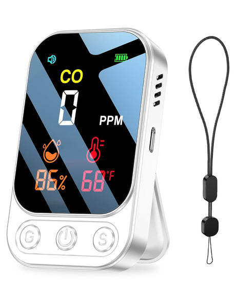 LSENLTY Portable Carbon Monoxide Detectors, 3 in 1 CO Detector(Humidity, Temperature and CO Value), 72 Hours Standby Time, 0-999 PPM CO Detector Range, CO Detectors for Camping Travel