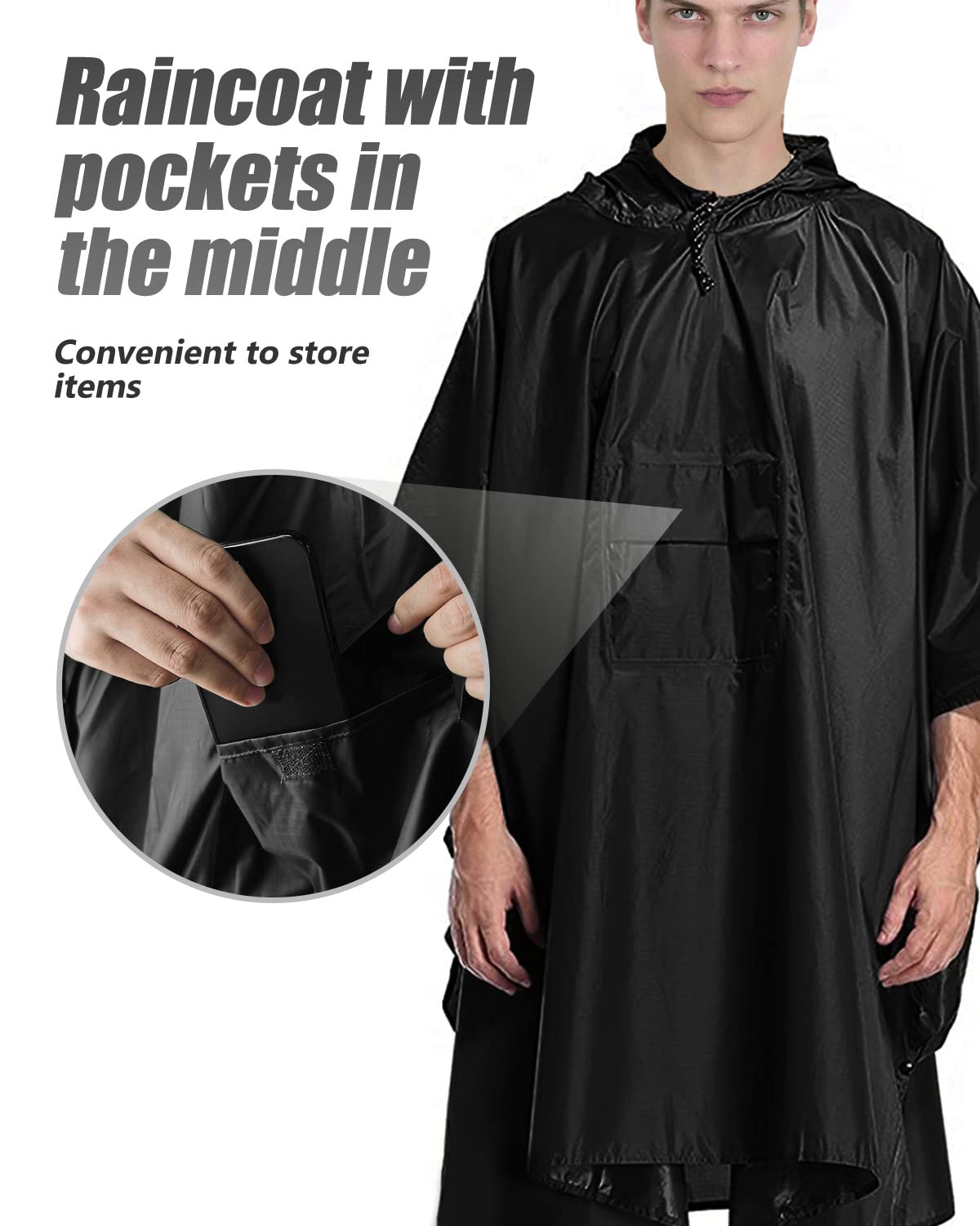 Victoper Waterproof Poncho Adult, Reusable Rain Poncho Adult Waterproof Poncho Waterproof Adult Lightweight Waterproof Raincoat for Outdoor Hiking Camping Cycling Traveling