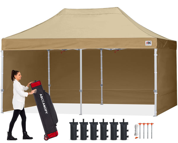 ABCCANOPY 3x6M Pop Up Gazebo Canopy Commercial Tents Market stall with 4 Removable Sidewalls and Roller Bag Bonus 4 Weight Bags (Grey)