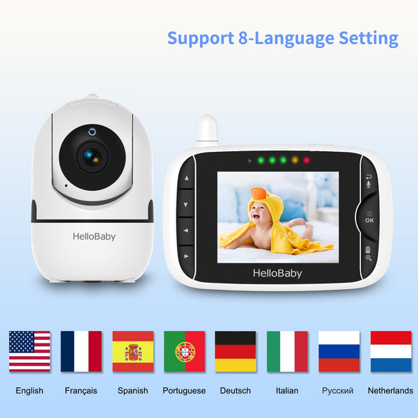 HelloBaby Baby Monitor, Upgrade Video Baby Monitor with Camera and Night Vision, 960p, No WiFi for Privacy, ECO Mode,Digital 2X Zoom,Alarm Function
