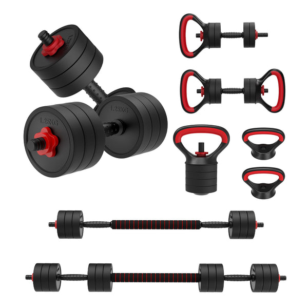 JOROTO 4 in 1 Dumbbells Sets, Adjustable Kettlebell Weights Dumbells Set Barbell with Connector 1.25/2.5/5/10KG Dumb Bells Set for Men Women Push up