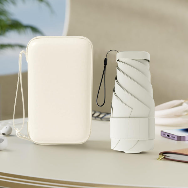 Windproof Mini Travel Folding Umbrella - UPF 50+ Sun & Rain Protection, Small Compact Lightweight Design Fits in Pocket or Bag, Eco-Friendly Fabric Wallet Umbrella for Commuter, Men Women Boys Girls