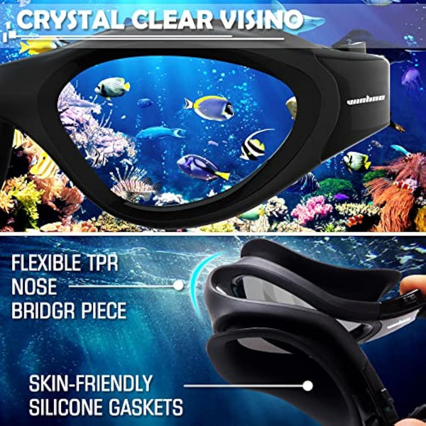 Adult Swimming Goggles,Polarized Open Water Goggles Swimming Anti Fog UV Protection No Leakage Clear Vision Easy to Adjust for Adults Men Women Teenagers