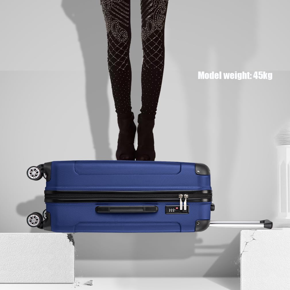 Kono 28 Inch Large Hard Shell Luggage Lightweight ABS 4 Wheels Spinner Business Trip Trolley Case Suitcase (Grey)