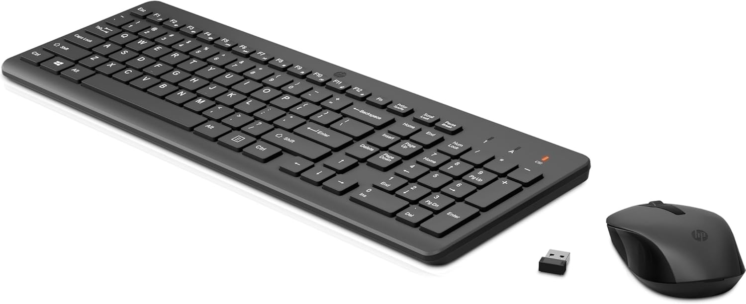 HP 330 Wireless Keyboard and Mouse Combo | 2.4 GHz Wireless Connection with USB Dongle | 12 Function Keys | Ergonomically Designed | 1600 DPI | LED Indicators | Numpad | Black