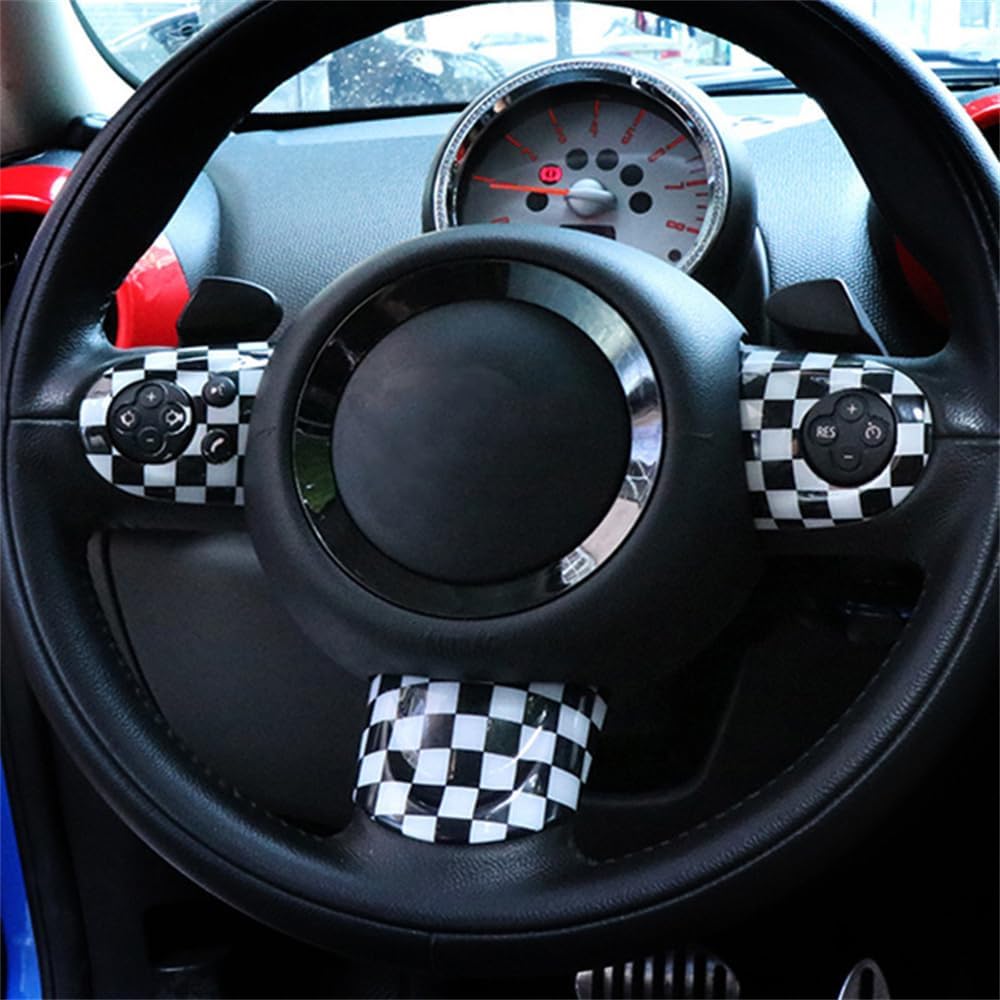 ABS Plastic Steering Wheel Decoration Trim Shell Sticker for Mini Cooper R55 Clubman R56 HatchBack R57 Convertible R58 Coupe R59 Roadster R60 Countryman R61 Paceman 2006~2016 B (Union Jack Gray)