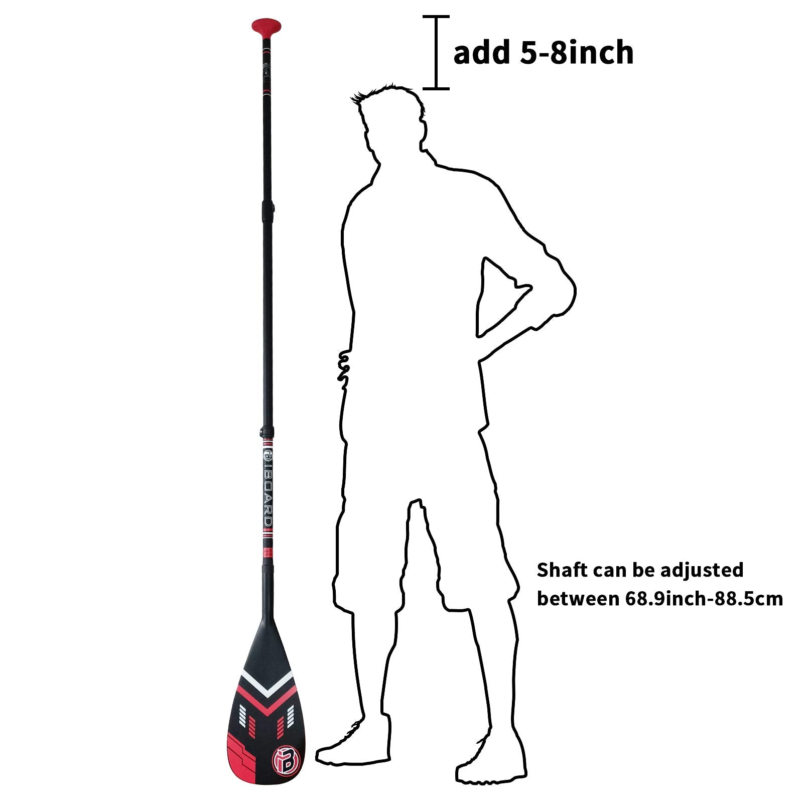iBOARD Carbon Fiber Paddle SUP/Kayak 3-Piece Adjustable Stand Up Paddle Carbon Shaft+Carbon Paddle Blade