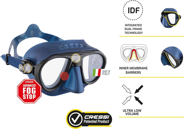 Cressi Calibro Professional Scuba Diving Freediving Mask with Anti Fog Technology