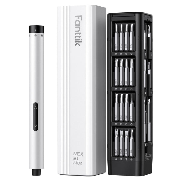 Fanttik E1 Max 3.7V Electric Screwdriver, Mini Precision Screwdriver Set, 50 Magnetic Bits, Magnetic Storage, 5/32‘’Hex, Repair Tool Kit for Electronics Phone Camera Laptop Watch (Grey)