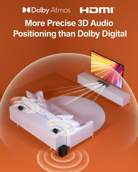 ULTIMEA 4.1ch Sound Bar for Smart TV with Subwoofer, App, Peak Power 200W, 2-in-1 Detachable Bluetooth 5.3 Soundbar, Bass Adjustable, 3 EQ Modes TV Sound Bar, ARC/Optical/Aux, Apollo S50 2025 Version