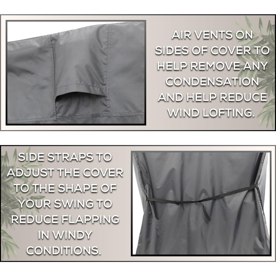 Barlborough Garden Swing Cover | 3 Seater Waterproof Wind Resistant Large Outdoor Garden Swing Seat Cover with Air Vents and Zips | 210cm x 170cm x