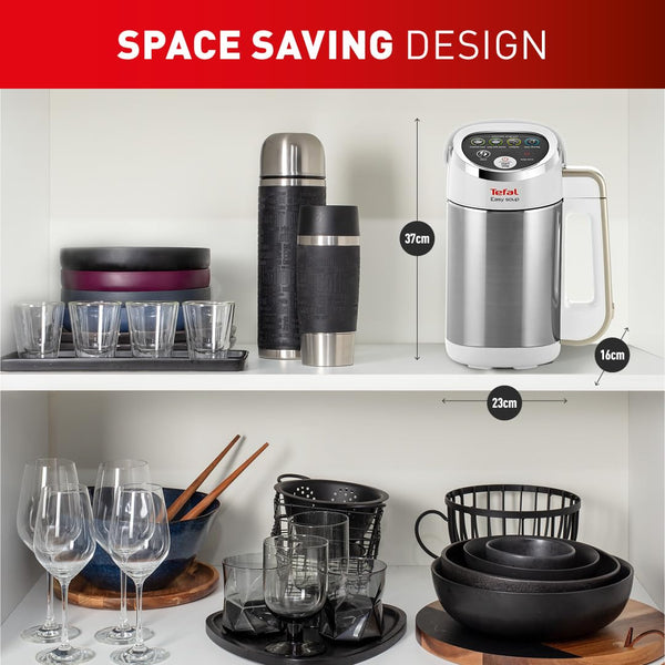 Tefal Blender & Soup Maker Perfectmix Cook, 2L, 10 Auto Programs, Smoothie Maker, Removable Blades, Cleaning Program & Brush, Glass Jug, Tamper, Hot & Cold Kitchen Blender, Cooking, BL83SD65