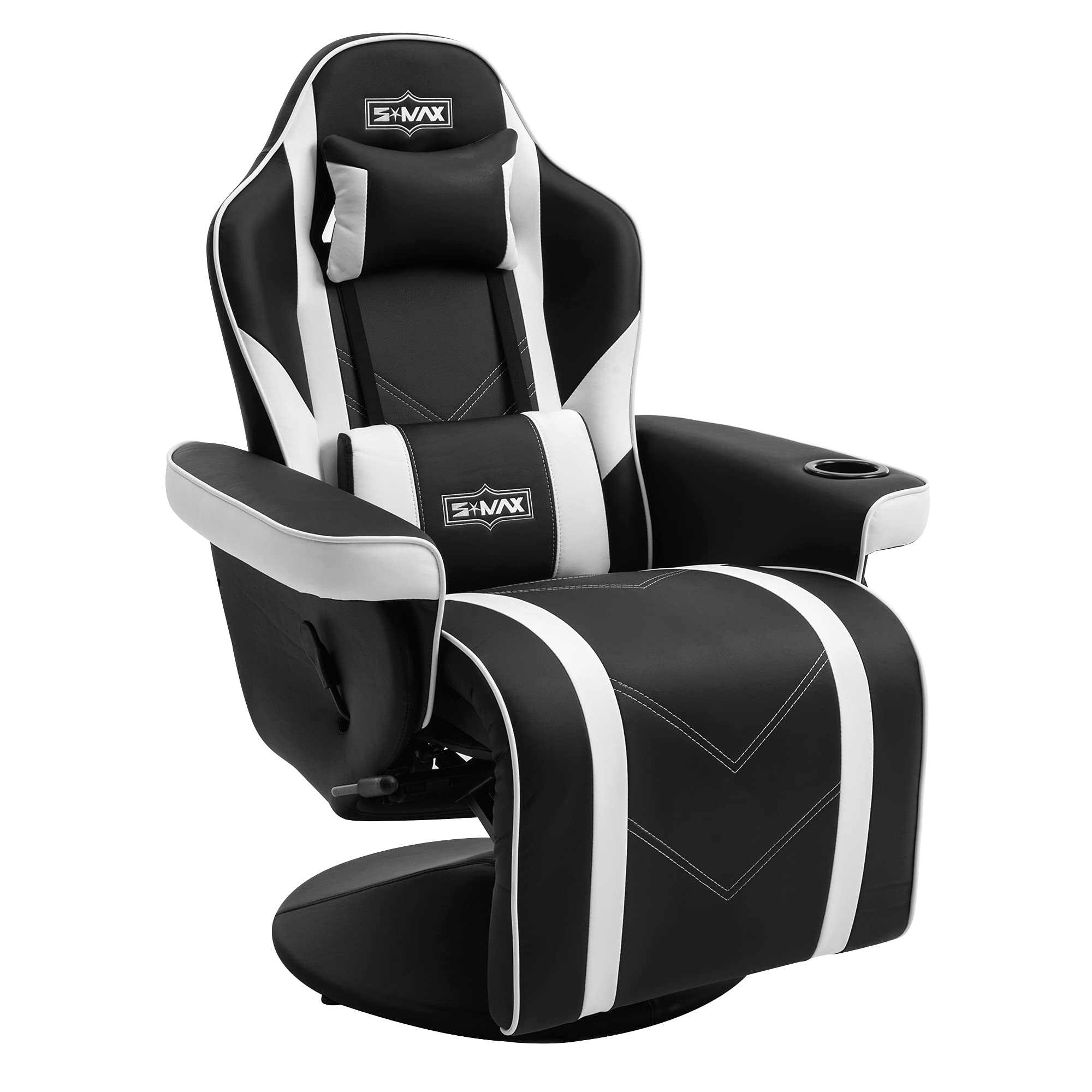 S*MAX Gaming Chair Recliner Height Adjustable Ergonomic Higher Back and Wider Lumbar Support Swivel PU Leather Gaming Chair with Footrest Cup Holder Gamer Chairs for Adults Black X Large