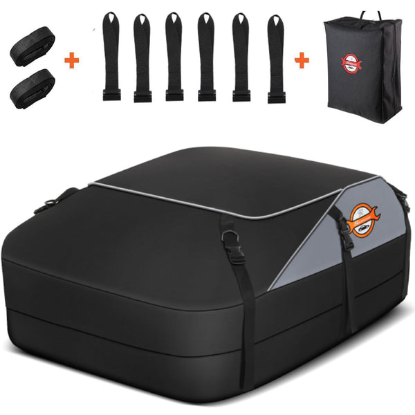 Sailnovo Roof Box Roof Bag 580L/20 Cubic Waterproof Car Roof Bag with 6 Door hooks, Soft-Shell Large Roof Cargo Carrier Bags for Cars without/with Roof Bars/Rack/Rails, Black