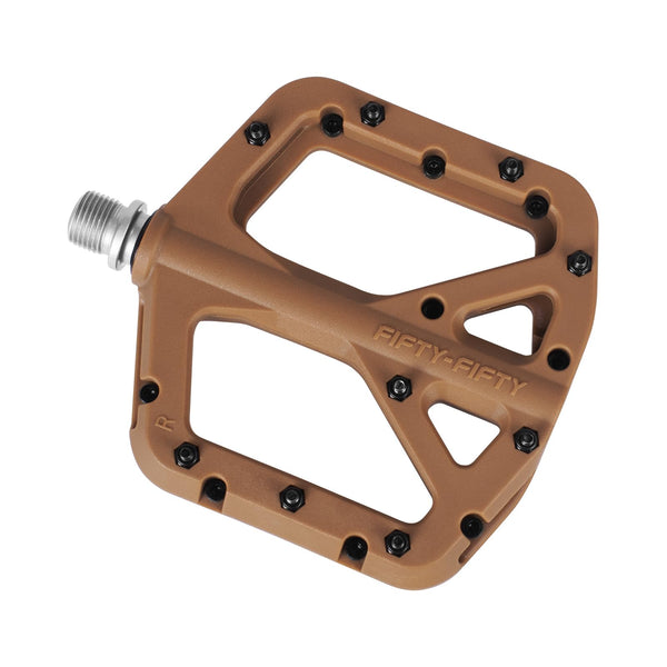 FIFTY-FIFTY Mountain Bike Pedals, Non-Slip MTB Nylon Composite, 9/16" Bicycle Pedals, Lightweight and Wide Flat Platform (Gum)