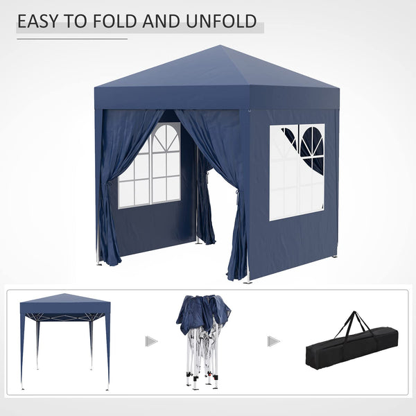 Outsunny 3 x 3(m) Pop Up Gazebo, Water and UV Resistant Party Tent Camping Canopy Marquee with Carry Bag, Blue