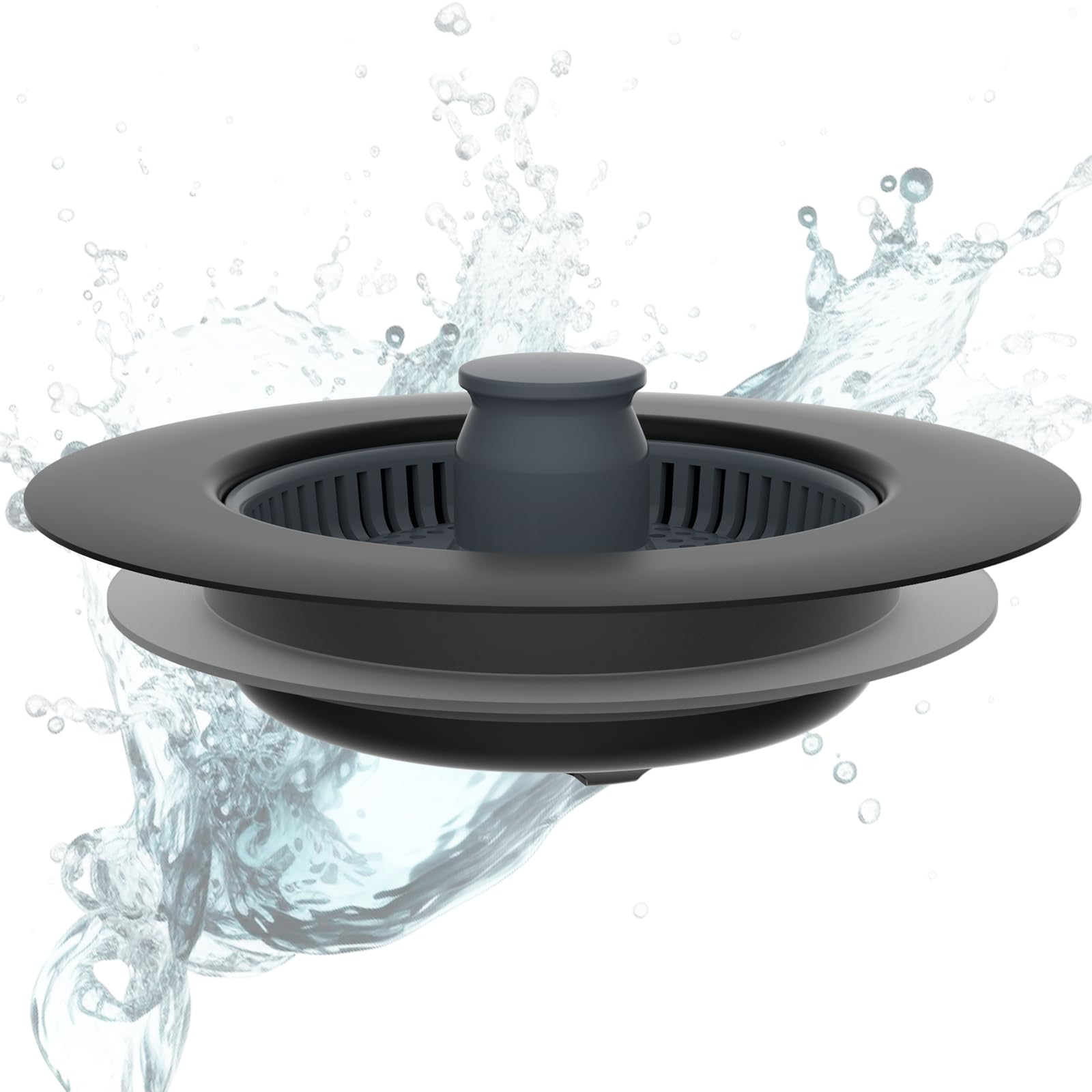 Hibbent Kitchen Sink Plug,Kitchen Sink Strainer and Stopper Combo, Stainless Steel Stopper and ABS Strainer,Anti-Clogging,kitchen Sink Strainer